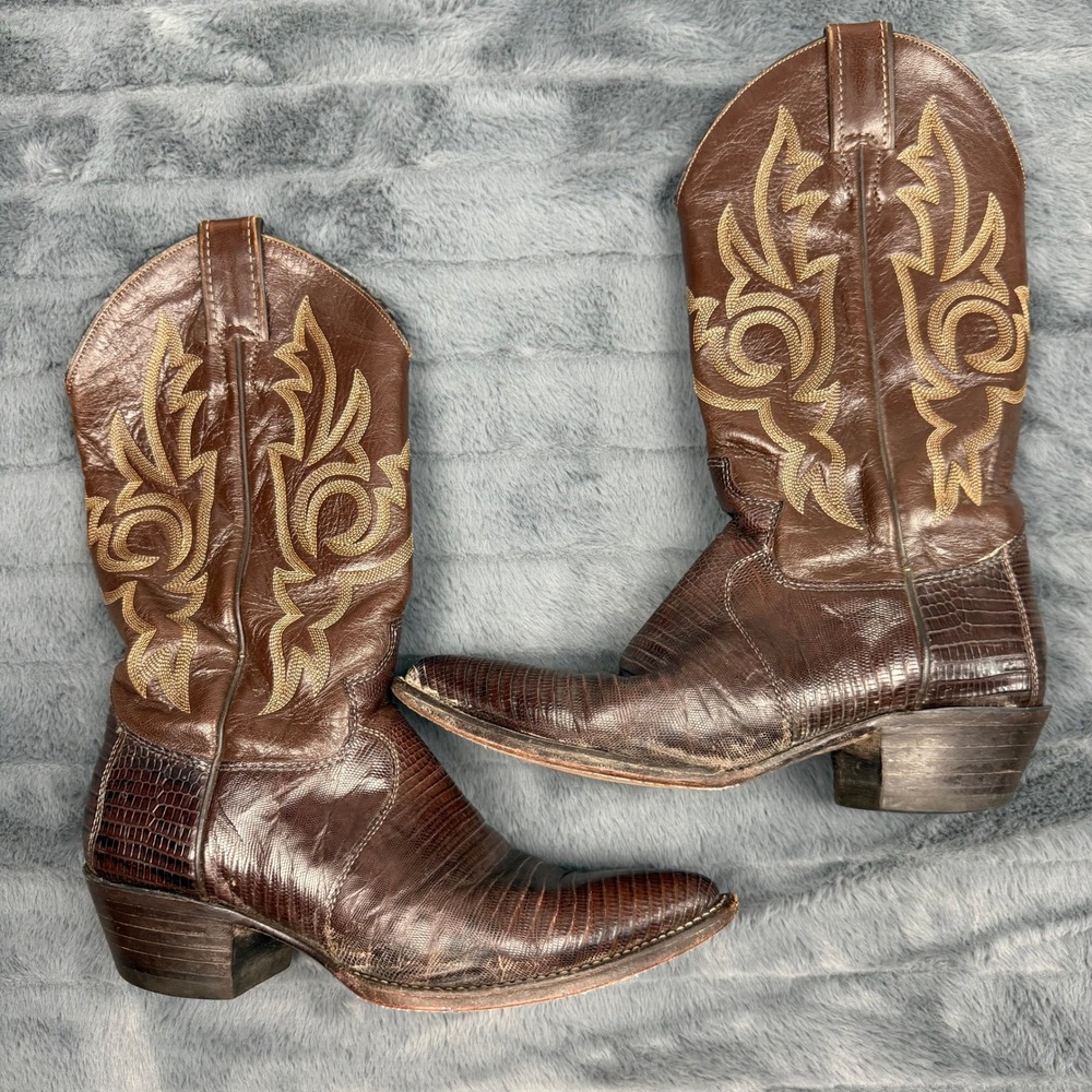 Justin M6963 Brown Lizard Leather Western Cowboy Boots Made in USA Womens 7 B